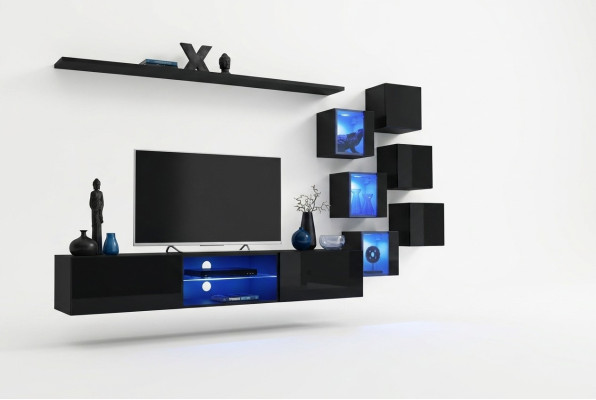 TV stand wall unit sideboard luxury set modern designer shelves complete
