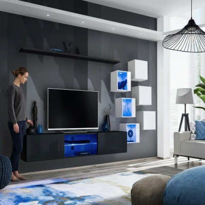 Modern complete wall unit wall shelves luxury designer set living room furniture
