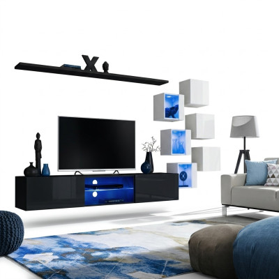 Modern complete wall unit wall shelves luxury designer set living room furniture