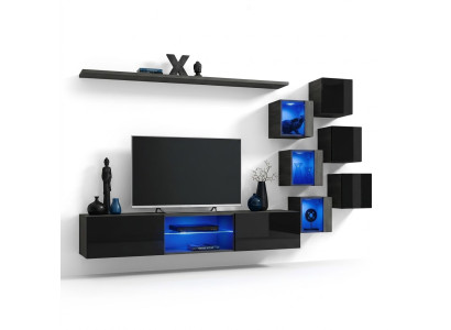Black Complete Set Living Room Wall Luxury Wood Furniture Designer Modern Wall Cabinet