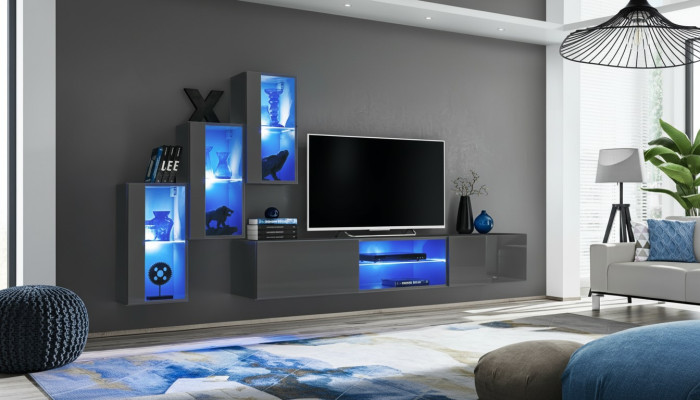 4-piece set suite living wall luxury designer sideboard TV stand wooden furniture