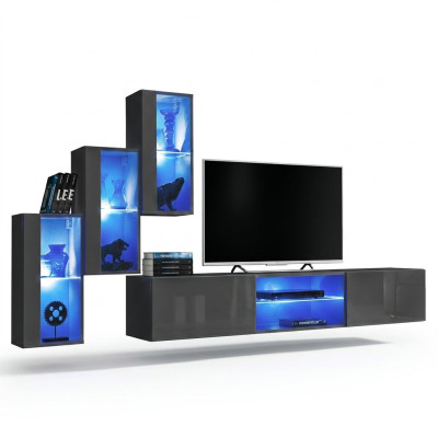 4-piece set suite living wall luxury designer sideboard TV stand wooden furniture