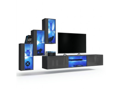 4-piece set suite living wall luxury designer sideboard TV stand wooden furniture