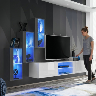 Luxury Furniture Designer Wall Unit TV Stand 3x Wall Cabinet Sideboard Wooden Furniture