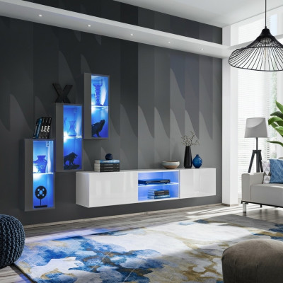 Luxury Furniture Designer Wall Unit TV Stand 3x Wall Cabinet Sideboard Wooden Furniture