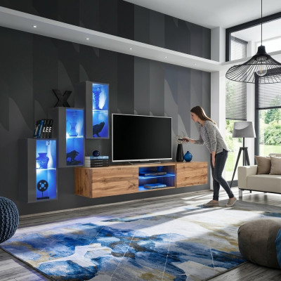 3x Wall Cabinet Living Room Set 4-piece Living Room Furniture Wall Shelves Sideboard