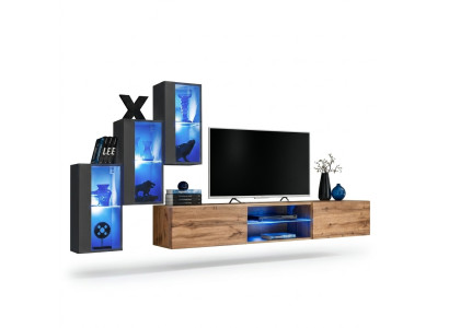 3x Wall Cabinet Living Room Set 4-piece Living Room Furniture Wall Shelves Sideboard