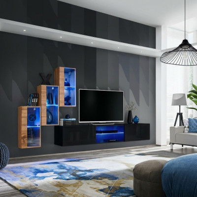 Living room furniture New wall unit 210 cm 3x wall cabinet setup luxury wall shelves