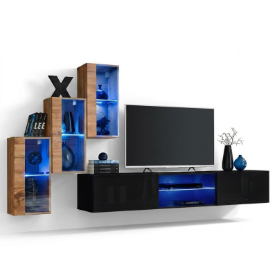 Living room furniture New wall unit 210 cm 3x wall cabinet setup luxury wall shelves