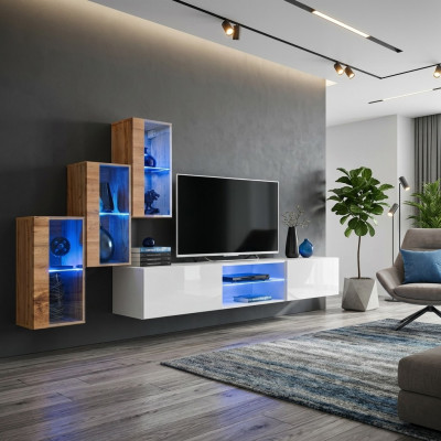3x Wall Cabinet Living Room Furniture Living Wall 210 cm Luxury TV Stand