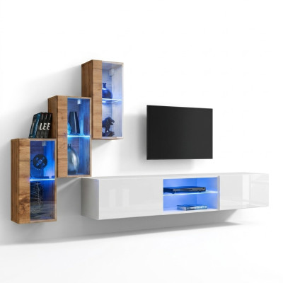 3x Wall Cabinet Living Room Furniture Living Wall 210 cm Luxury TV Stand
