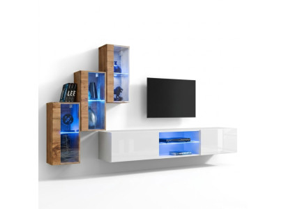 3x Wall Cabinet Living Room Furniture Living Wall 210 cm Luxury TV Stand