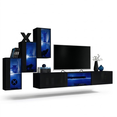 Luxury 3x Wall Cabinet Furniture Living Room Furniture Black Wall Shelves