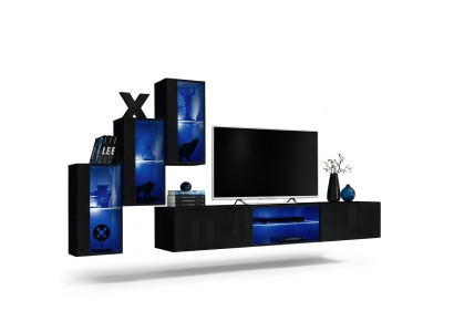Luxury 3x Wall Cabinet Furniture Living Room Furniture Black Wall Shelves