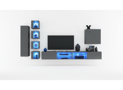 Luxury wall unit 3x wall cabinet furniture furnishings living room furniture black shelves