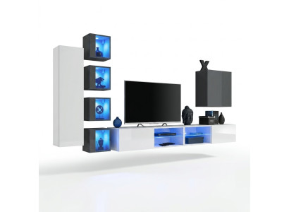 Wall unit white designer cabinet furniture living room furniture complete set