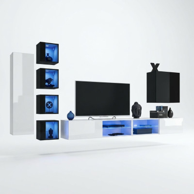 Living Room Complete Set 7-piece Luxury Wall Unit 6x Wall Cabinet TV Stand Furniture