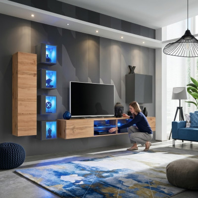 Set living room wall unit 320 cm wall cabinet TV stand modern sideboard living room furniture