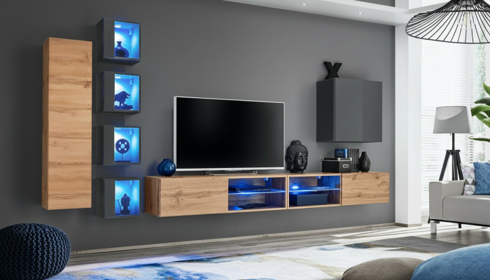 Set living room wall unit 320 cm wall cabinet TV stand modern sideboard living room furniture