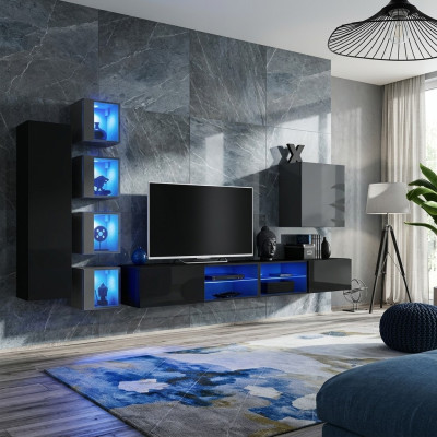 Living room furniture New wall unit 320cm 6x hanging cabinet furniture luxury wall shelf
