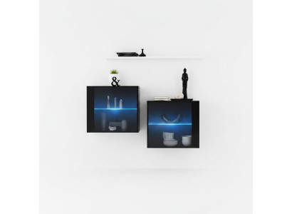 Black wall cabinet complete living wall wall shelf modern designer wooden furniture