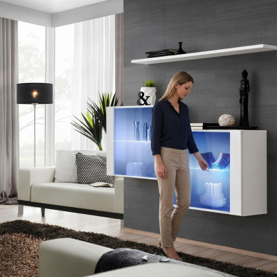 Living wall new modern furnishing wall cabinet shelf white complete furniture living room