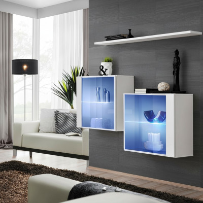 Living wall new modern furnishing wall cabinet shelf white complete furniture living room