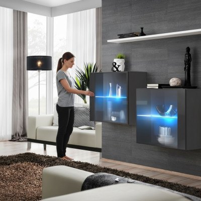 Luxury furniture living room complete wall unit wood furnishing wall cabinet wall shelf