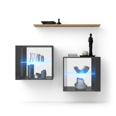 Living room set designer wall unit gray 130 cm luxury wall shelf.