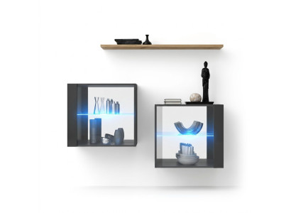 Living room set designer wall unit gray 130 cm luxury wall shelf.