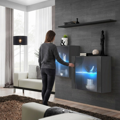 Designer wall unit wall cabinet wall shelf luxury set living room furniture