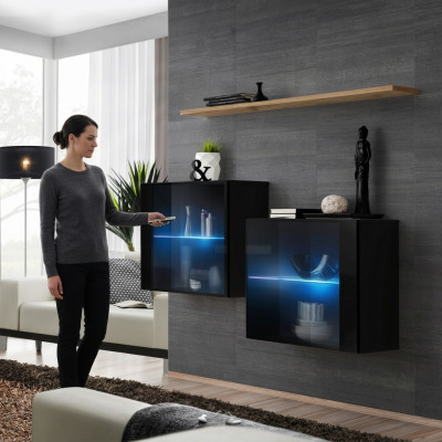 Designer furniture black luxury wall cabinet living room furniture wall shelf
