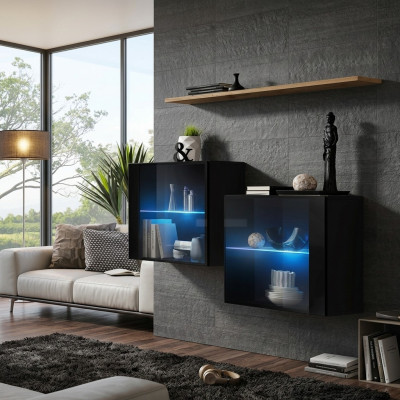 Designer furniture black luxury wall cabinet living room furniture wall shelf