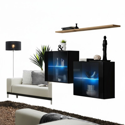 Designer furniture black luxury wall cabinet living room furniture wall shelf