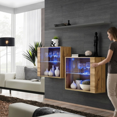 Modern designer wall unit living room wall cabinets brown furniture luxury