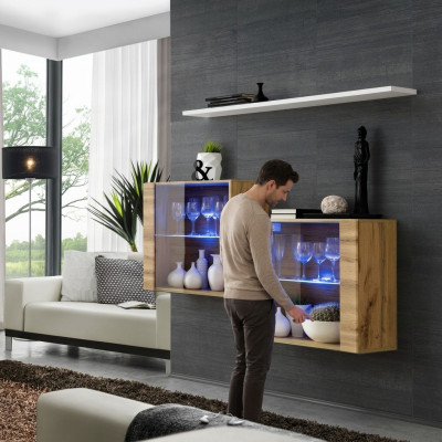 Brown Suite 3-piece Living Room Wall Luxury Living Room Set Wooden Wall Shelf Furniture New
