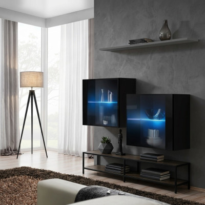 Wall unit wooden furniture furnishing luxury designer complete set 3-piece wall shelf