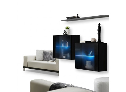 Wall unit wooden furniture furnishing luxury designer complete set 3-piece wall shelf