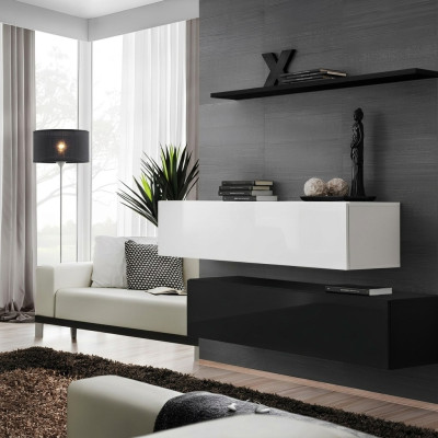 Living Room Black Wall Unit Designer Cabinet Set Wall Shelf Modern New Furniture