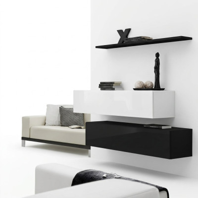 Living Room Black Wall Unit Designer Cabinet Set Wall Shelf Modern New Furniture