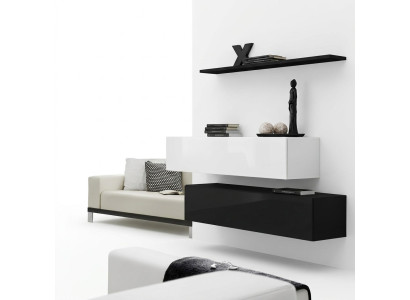 Living Room Black Wall Unit Designer Cabinet Set Wall Shelf Modern New Furniture