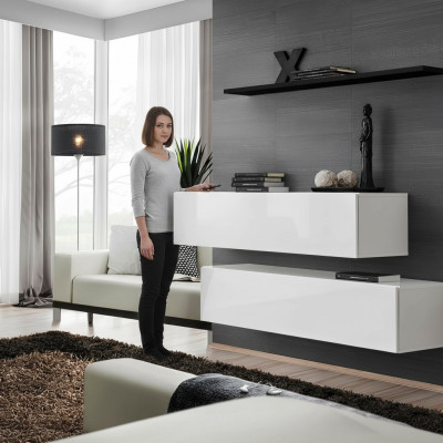 Modern wall unit living wall shelf wall cabinet white luxury furnishings designer