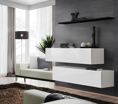 Modern wall unit living wall shelf wall cabinet white luxury furnishings designer