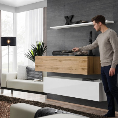 Living room wall unit 130 cm designer 2x cabinet set furniture wood living room