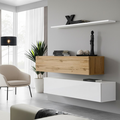 Living room wall unit 130 cm designer 2x cabinet set furniture wood living room