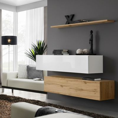 Designer furnishings Braun 2x wall cabinet wooden furniture luxury set living room furniture