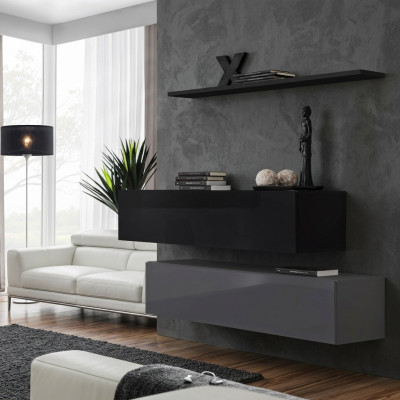 Living room wall shelf sideboard wall units wall cabinet complete set 3 pieces new.