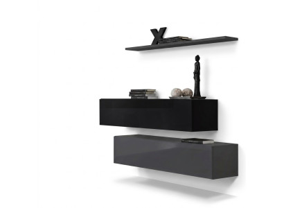 Living room wall shelf sideboard wall units wall cabinet complete set 3 pieces new.