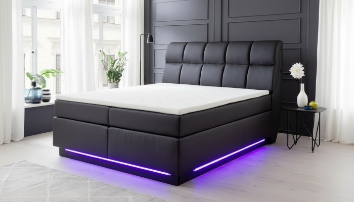 Upholstered bed bed upholstered furniture designer double luxury design 180x200cm faux leather