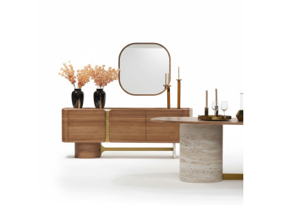 Sideboard Dresser Set Buffet Mirror Wood Brown Furniture Design Set